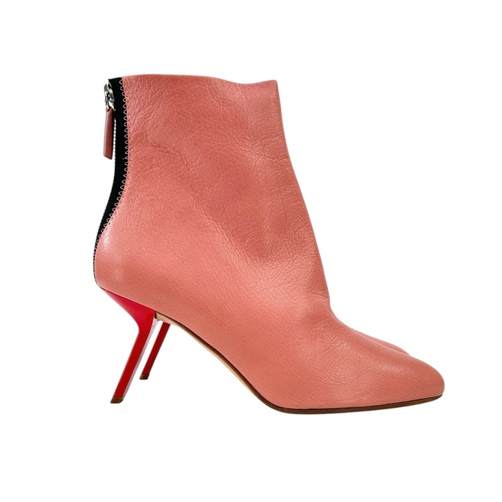 Alchimia di Ballin Coral Pink & Red Glossy Heel Embossed Leather Ankle Booties